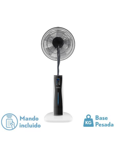 Ventilador De Pie Corvo Blan/negro 3 Vel.75w.5Asp  Nebulizador 125x43x40cm  Remoto Y Temporizador, Tanque De Agua 2l