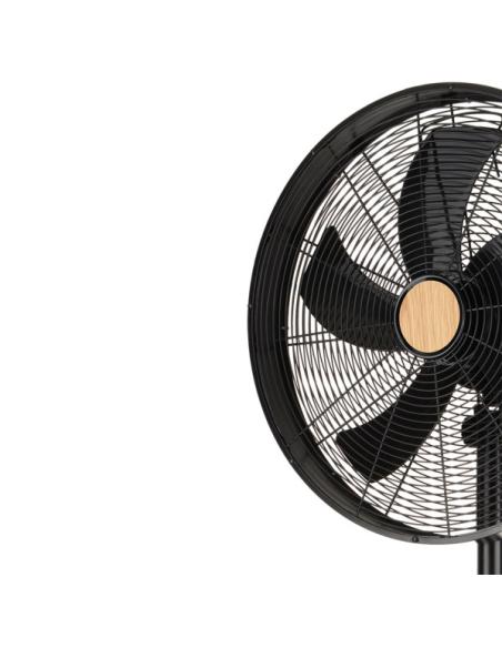 Ventilador De Pie Falcon Negro/haya 3vel.50w.5aspas Oscilante Y Rotatorio Regx45x39cm