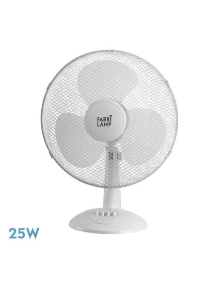Ventilador Sobremesa Cape Pequeño Blanco 2vel 25w  Oscilante 3 Aspas Blancas 35,5x27x17cm
