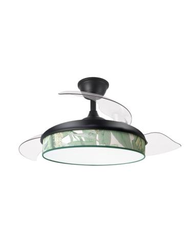 Ventilador Dc Moda 72w Negro/hoja Verde 108d 3aspas 7200lm 3000k,4000k,6000k Remoto+memoria+temporizador