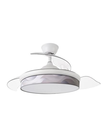 Ventilador Dc Moda 72w Blanco/ola Gris 108d 3aspas 7200lm 3000k,4000k,6000k Remoto+memoria+temporizador