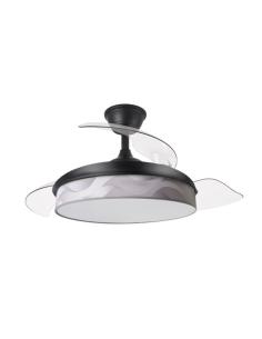 Ventilador Dc Moda 72w Negro/ola Gris 108d 3aspas 7200lm 3000k,4000k,6000k Remoto+memoria+temporizador 2