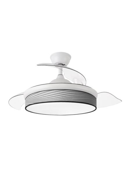 Ventilador Dc Moda 72w Blanco/surco Gris 108d 3aspas 7200lm 3000k,4000k,6000k Remoto+memoria+temporizador