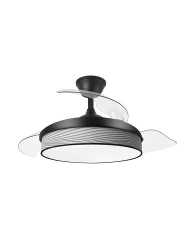 Ventilador Dc Moda 72w Negro/surco Gris 108d 3aspas 7200lm 3000k,4000k,6000k Remoto+memoria+temporizador