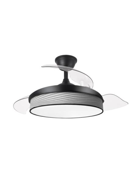Ventilador Dc Moda 72w Negro/surco Gris 108d 3aspas 7200lm 3000k,4000k,6000k Remoto+memoria+temporizador