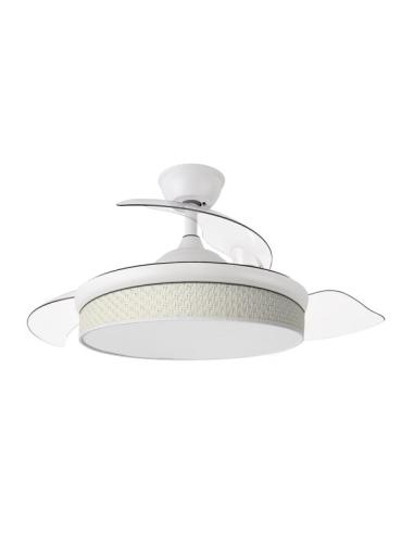 Ventilador Dc Moda 72w Blanco/cañizo Blanco 108d 3aspas 7200lm 3000k,4000k,6000k Remoto+memoria+temporizador