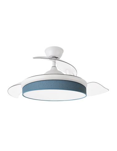 Ventilador Dc Moda 72w Blanco/azul 108d 3aspas 7200lm 3000k,4000k,6000k Remoto+memoria+temporizador