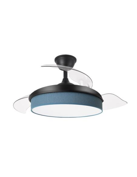 Ventilador Dc Moda 72w Negro/azul 108d 3aspas 7200lm 3000k,4000k,6000k, Remoto+memoria+temporizador