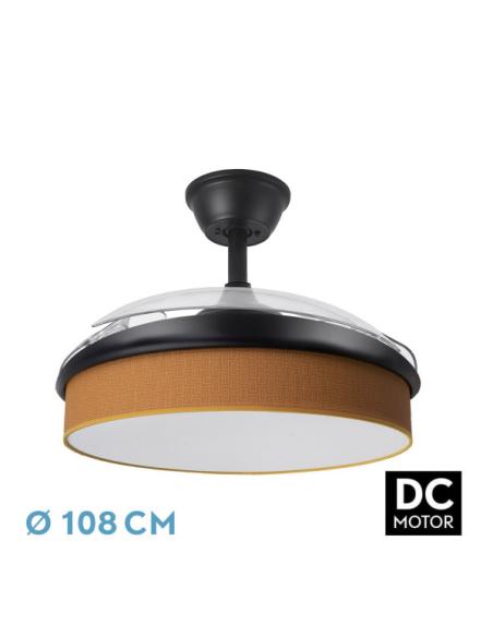 Ventilador Dc Moda 72w Negro/naranja 108d 3aspas 7200lm 3000-4000-6000k Remoto+memoria+temporizador