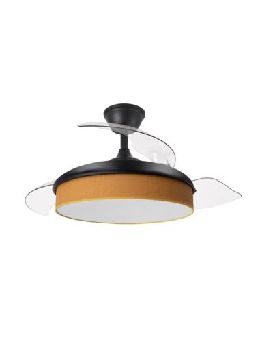 Ventilador Dc Moda 72w Negro/naranja 108d 3aspas 7200lm 3000-4000-6000k Remoto+memoria+temporizador