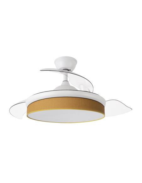 Ventilador Dc Moda 72w Blanco/amarillo 108d 3aspas 7200lm 3000-4000-6000k Remoto+memoria+temporizador