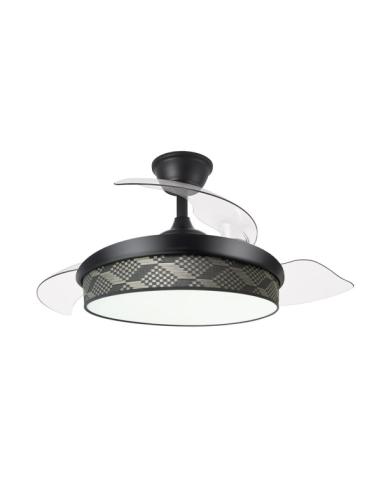 Ventilador Dc Moda 72w Negro/tetris Gris 108d 3aspas 7200lm 3000-4000-6000k Remoto+ Memoria+ Temporizador