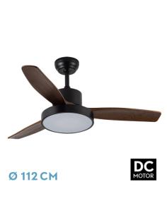 Ventilador Dc Kavala 48w Negro 3aspas Roble 112d 6velocidades 4078lm 3000-4000-6000k Remoto+memoria+temporizador