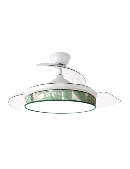 Ventilador Dc Moda 72w Blanco/hoja Verde 91d 3aspas 7200lm 3000k, 4000k, 6000k Remoto+ Memoria+ Temporizador