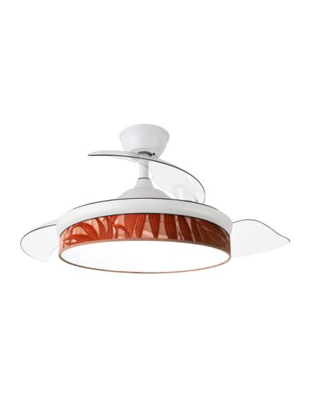 Ventilador Dc Moda 72w Blanco/hoja Caldera  91d 3aspas 7200lm 3000k, 4000k, 6000k Remoto+ Memoria+ Temporizador