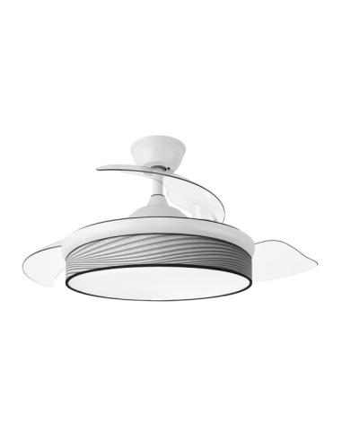 Ventilador Dc Moda 72w Blanco/surco Gris 91d 3aspas 7200lm 3000-4000-6000k Remoto+ Memoria+ Temporizador