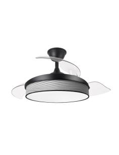 Ventilador Dc Moda 72w Negro/surco Gris 91d 3aspas 7200lm 3000-4000-6000k Remoto+ Memoria+ Temporizador 2