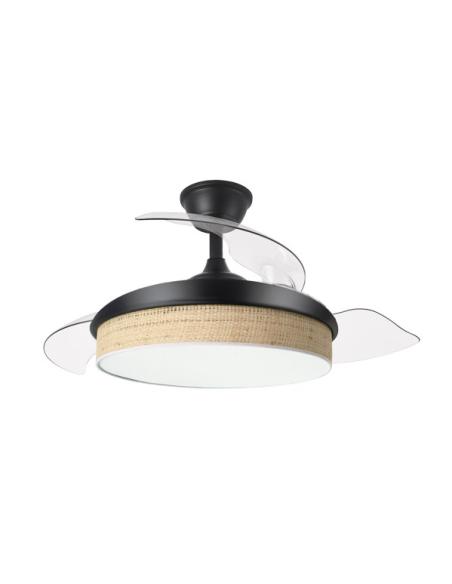Ventilador Dc Moda 72w Negro/cañizo Claro 91d 3aspas 7200lm 3000-4000-6000k Remoto+ Memoria+ Temporizador