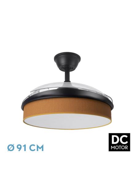 Ventilador Dc Moda 72w Negro/naranja 91d 3aspas 7200lm 3000-4000-6000k Remoto+ Memoria+ Temporizador