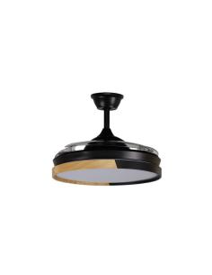 Ventilador Dc Emperador 72w Negro/haya 3aspas Desplegables 106d 7200lm 3000-4000-6000k Remoto+ Memoria+ Temporizador 2