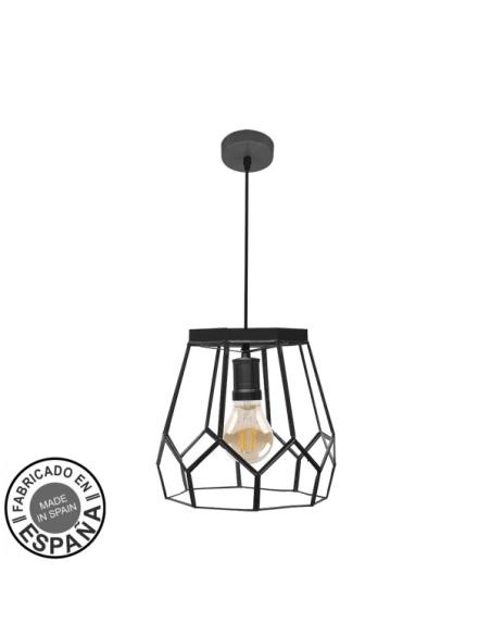 Colgante Lente Grande 1xe27 Negro Regx25x25cm