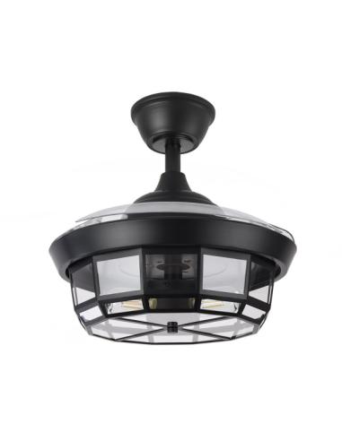 Ventilador Dc Tornado Negro 3xe27 91d 3aspas Desplegables 6velocidades C/remoto Y Temporizador