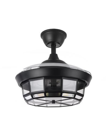 Ventilador Dc Tornado Negro 3xe27 91d 3aspas Desplegables 6velocidades C/remoto Y Temporizador
