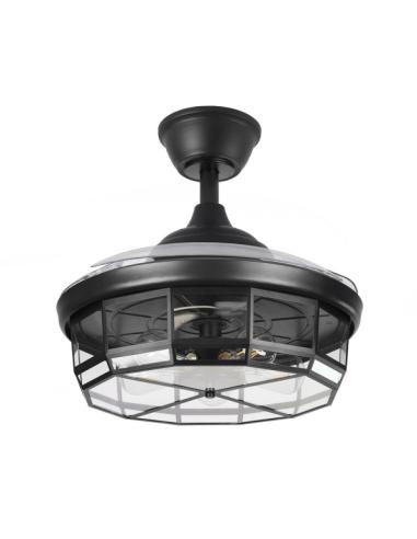 Ventilador Dc Tornado Negro 5xe27 107d 3aspas Desplegables 6velocidades C/remoto Y Temporizador
