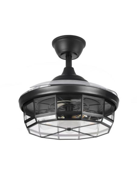 Ventilador Dc Tornado Negro 5xe27 107d 3aspas Desplegables 6velocidades C/remoto Y Temporizador