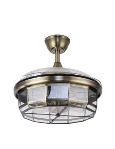 Ventilador Dc Tornado Cuero 5xe27 107d 3aspas Desplegables 6velocidades C/remoto Y Temporizador 2