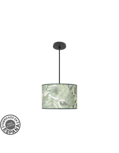 Colgante Moda 1xe27 Negro/hoja Verde Regx30x30cm
