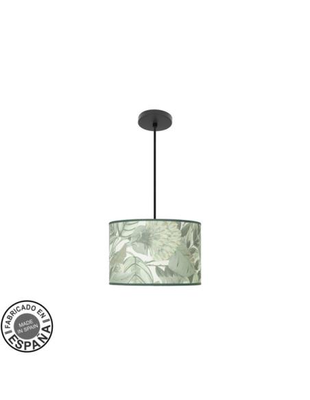 Colgante Moda 1xe27 Negro/hoja Verde Regx30x30cm