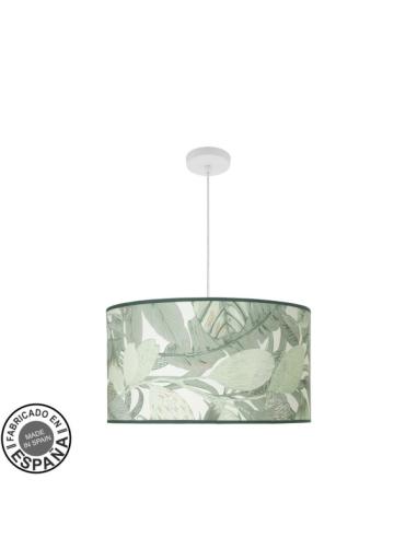 Colgante Moda 3xe27 Blanco/hoja Verde Regx50x50cm C/difusor