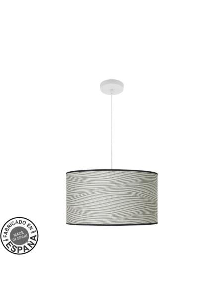Colgante Moda 2xe27 Blanco/surco Gris Regx40x40cm C/difusor