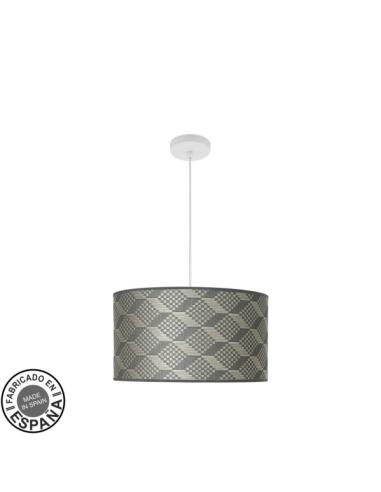 Colgante Moda 2xe27 Blanco/tetris Gris Regx40x40cm C/difusor