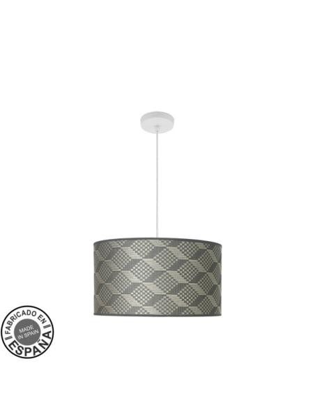 Colgante Moda 2xe27 Blanco/tetris Gris Regx40x40cm C/difusor