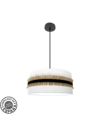 Colgante Angola 3xe27 Negro/blanco-yute Regx50x50cm