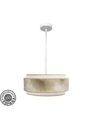 Colgante Nepal 3P 1xe27 Blanco/oro Regx40x40cm