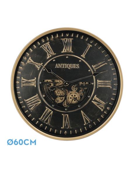 Reloj De Pared Trieste Negro/oro 60x60x8cm Engrana Jes Con Movimiento