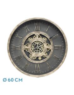 Reloj De Pared Adamuz Negro/oro 60x60x7cm Engranajes Con Movimiento