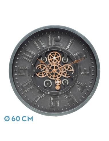 Reloj De Pared Albox Negro 60x60x7cm Engranajes Con Movimiento