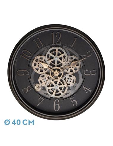 Reloj De Pared Ardales Marrón/Cuero 40x40x7cm Engranajes Con Movimiento