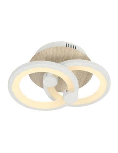 Plafon Sydney 32w 3000-4000-6500k Blanco/madera Clara 14x 30x20cm 4160 Lm Remoto,regulable,memoria