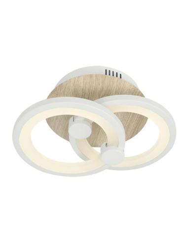 Plafon Sydney 32w 3000-4000-6500k Blanco/madera Clara 14x 30x20cm 4160 Lm Remoto,regulable,memoria