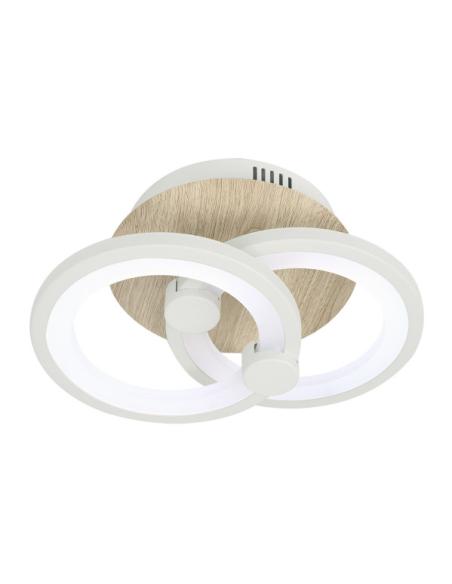 Plafon Sydney 32w 3000-4000-6500k Blanco/madera Clara 14x 30x20cm 4160 Lm Remoto,regulable,memoria