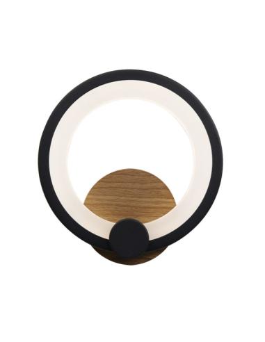 Aplique Sydney 10w 4000k Negro/madera oscura 19,5x19x 5 Cm 1300lm