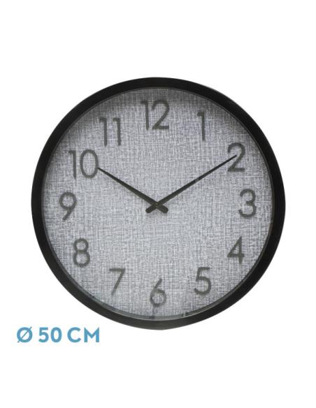Reloj De Pared Higueron Negro/gris 50x50x2 Cm Movimiento Continuo