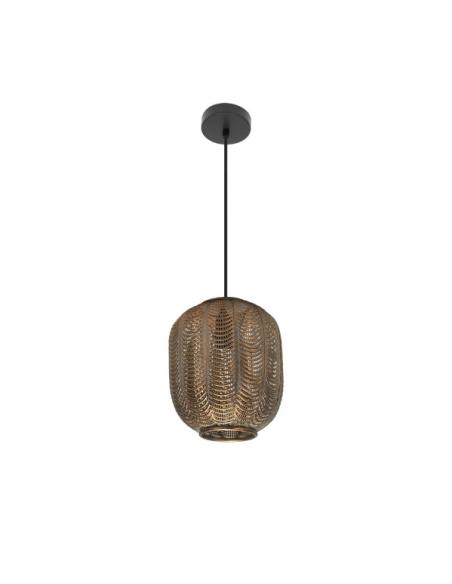 Colgante Trikala Negro/cuero Envejecido 1xe27 Regx25x25 Cm