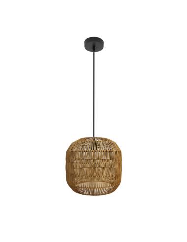 Colgante Fabio 1xe27 Negro/natural Regx28x28cm C/metal Y Rattan
