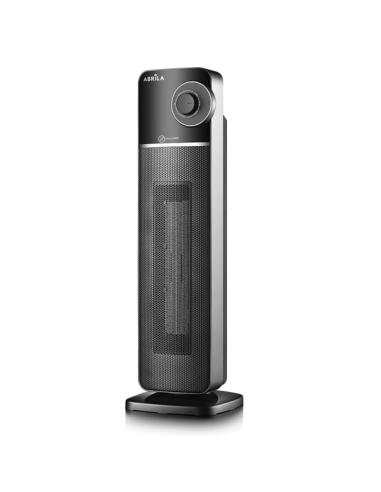 Termoventilador Ceramico Vertical Bequia 2000w Negro/plata 2potencias, 3 funciones Oscilante, Antivuelco 61x20x20 Cm